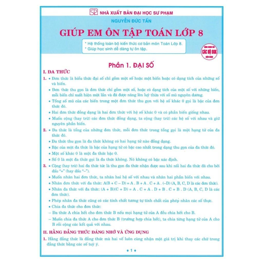 Sách - Giúp Em Ôn Tập Toán Lớp 8 - Dùng Chung Cho Các Bộ SGK Hiện Hành - Hồng Ân