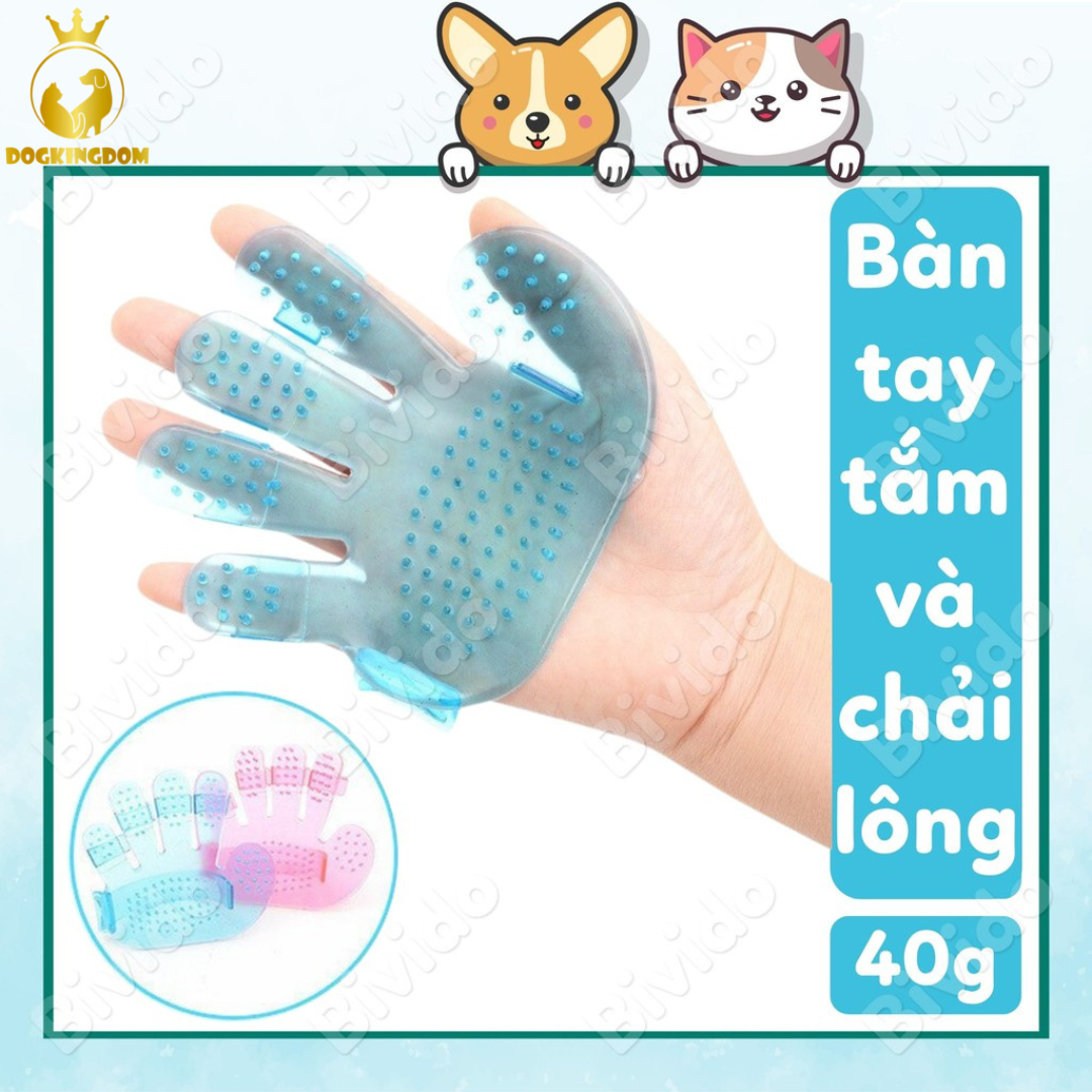 Găng Tay Tắm Chó Mèo Nhựa Dẻo Trong Suốt
