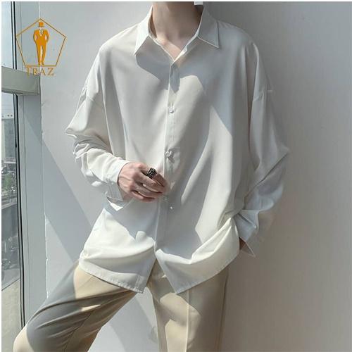 Áo Sơ Mi Nam Nữ TRAZ Phom Rộng Suông Dài Tay Màu Trắng, đen, Xanh Lụa Unisex Basic Học Sinh Mịn Mát