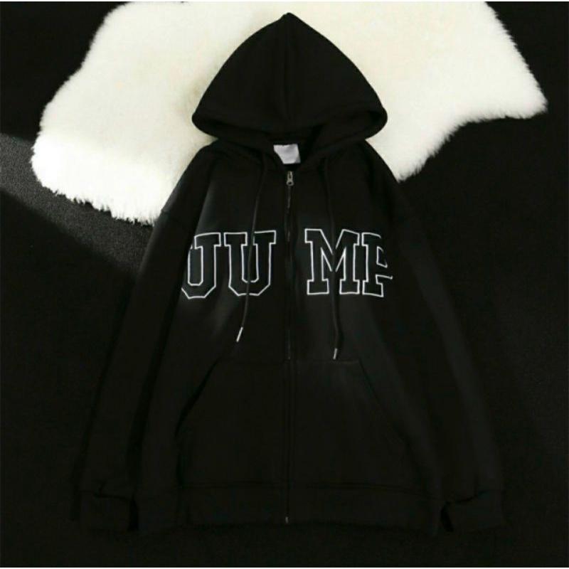 Áo Khoác Nỉ JUMP Nam Nữ Ulzzang Unisex Tay Rộng, Áo Khoác Hoodie Dây Kéo Form Rộng HÀN QUỐC