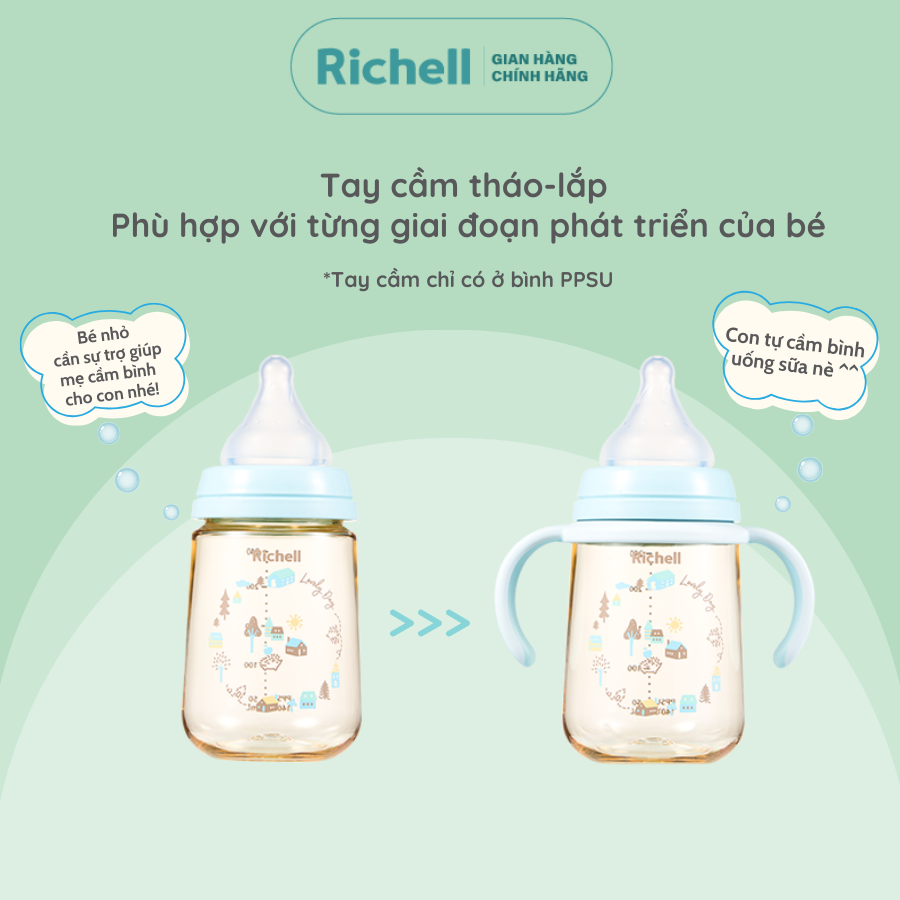 Bình sữa RICHELL Hanaemi Nhật Bản PPSU và Thủy tinh | Baby