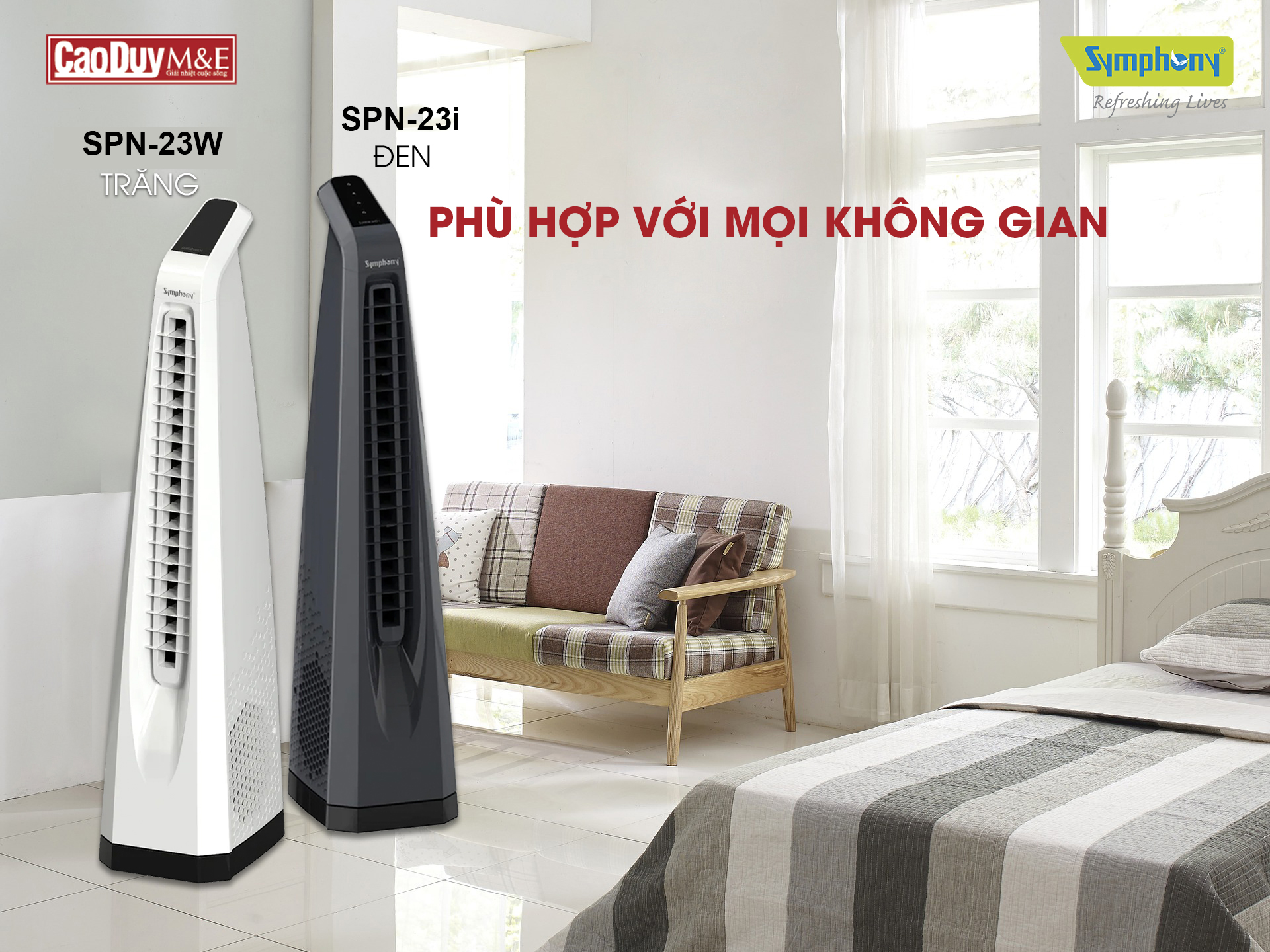 Quạt tháp cao cấp SYMPHONY SPN-23W màu trắng - Hàng chính hãng