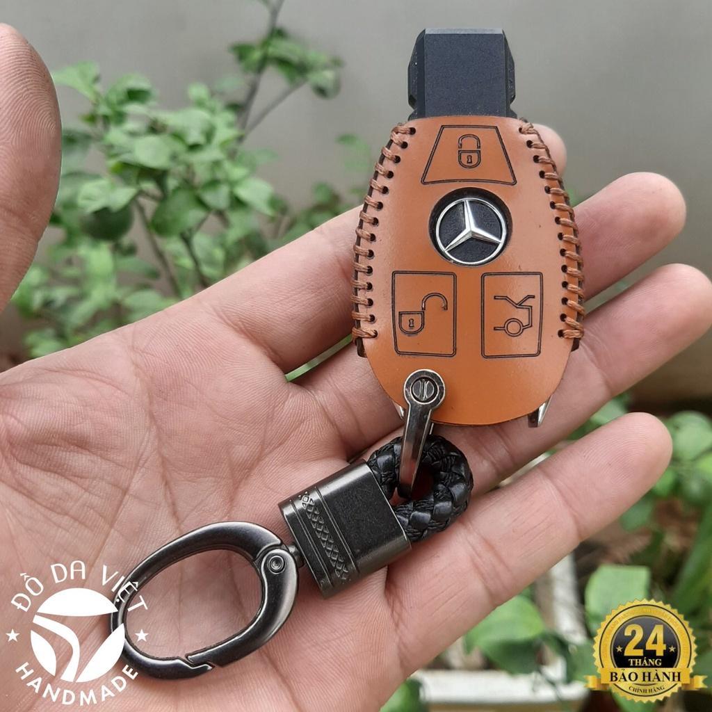 Bao da chìa khoá Mercedes C class, E class, GLK, GLC, ML ... chìa mec bằng da bò, bảo hành 24 tháng, nhiều mầu