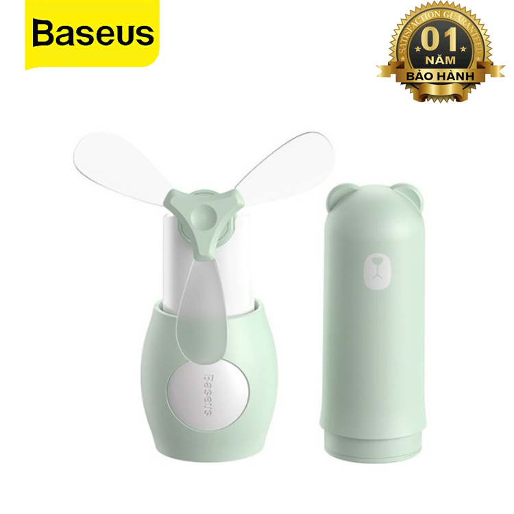 Quạt Mini Cầm Tay Kiêm Sạc Dự Phòng Baseus Tricolor Bear Folding Fan (Handle/Destop, 2000mah, 1.1W) - Hàng Chính Hãng