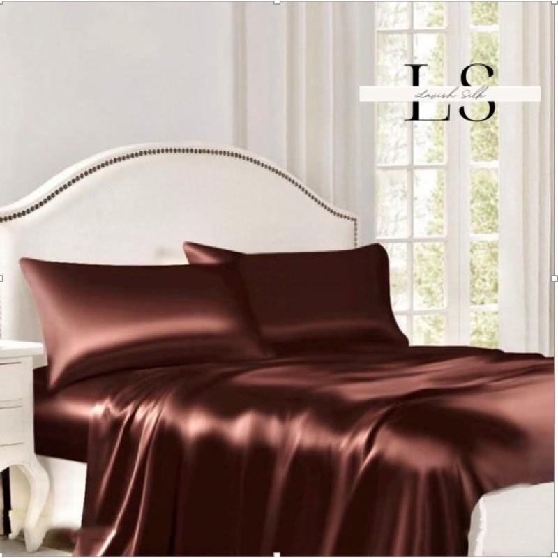 Ga Giường Drap Lẻ Phi Lụa Lavish Silk cao cấp mát lạnh hàng loại 1 không nối vải - Nâu Sô Cô La