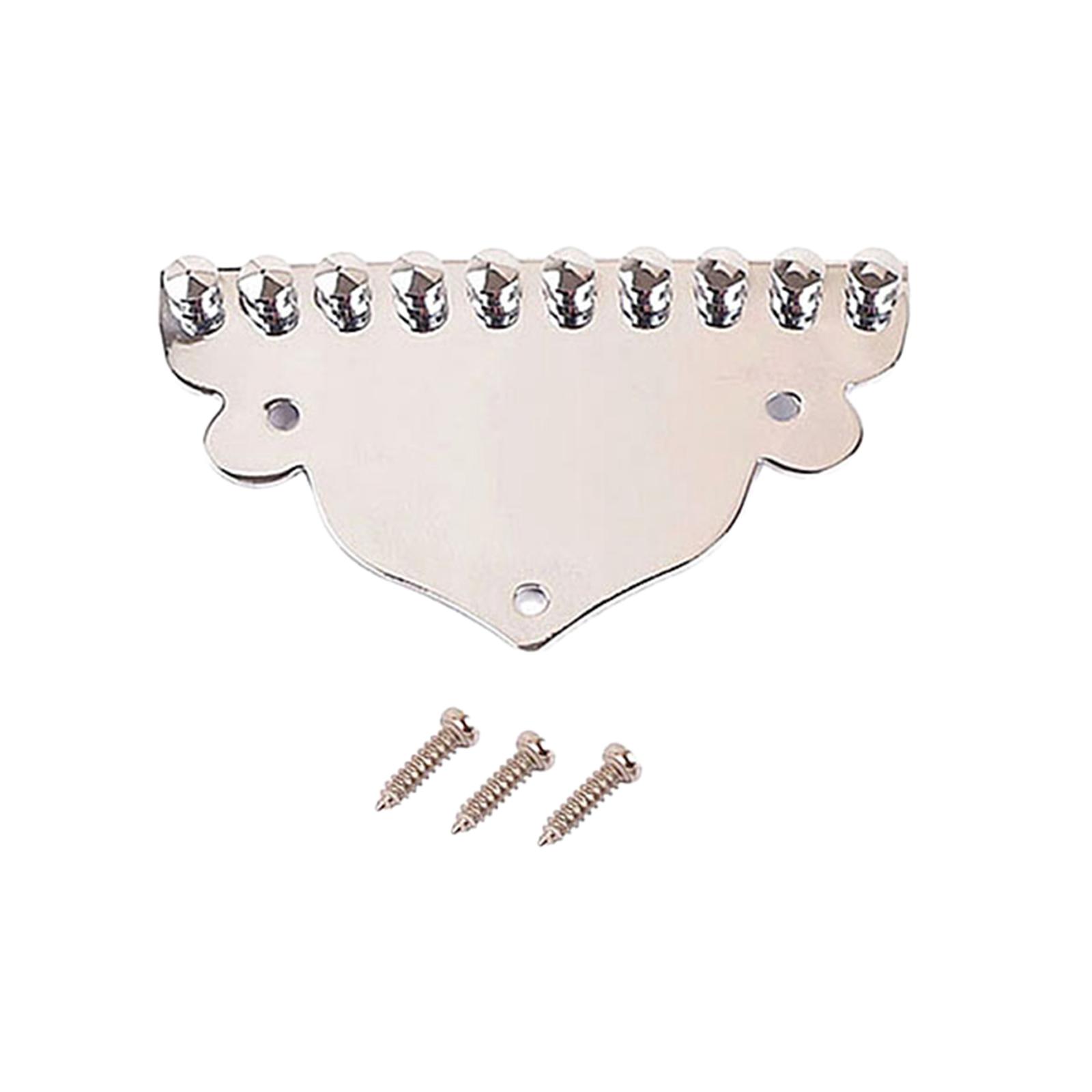 Chrome Mandolin Tailpiece for 10-String Mandolin Replacement Parts with Screws