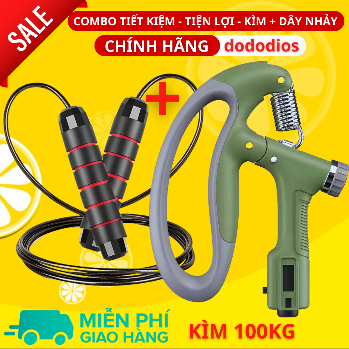 combo kìm bóp tay dây nhảy lõi thép - kìm 60kg 100kg và 120kg - màn hình điện tử đếm số - Hãng dododios