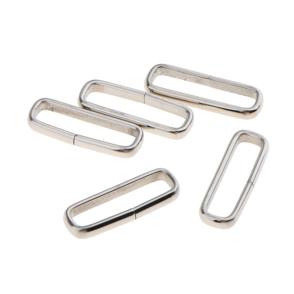 5 Pieces Silver Stainless Steel Rings Nylon Watch Band Strap Belt Buckle