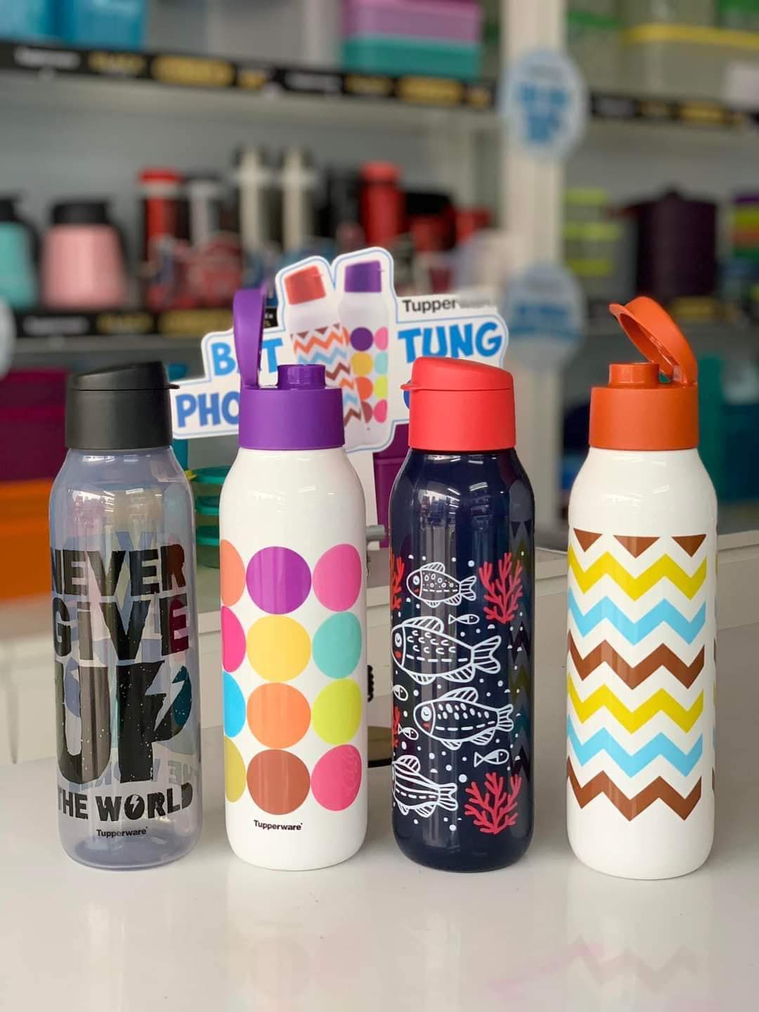 Bình Nước Tupperware Eco Bottle Fancy 750Ml - Trắng Nắp Cam