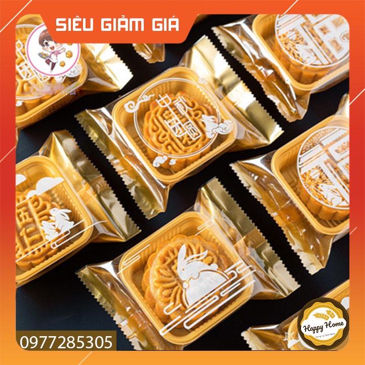 Túi đựng bánh trung thu hình thỏ ngắm trăng loại 50g 75g 100g set 50 túi