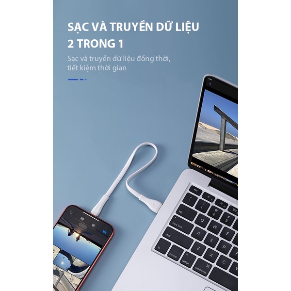 Cáp sạc nhanh USB Type-C VIVAN SC30S/SC200S Dây Dẹt 100cm/ - Hàng Chính Hãng