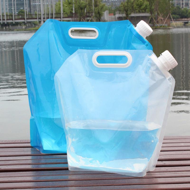 High Capacity Outdoor Water Bag 5L Folding Water Bag Canister PE Tasteless Safety Seal Lightweight Drinking Water Storage Bag