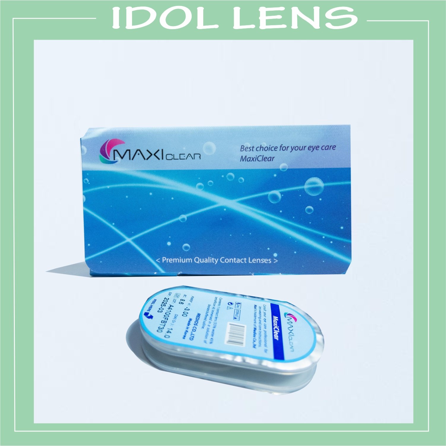 Combo lens cận không màu, nước ngâm lens 150ml, gắp lens, khay ngâm lens