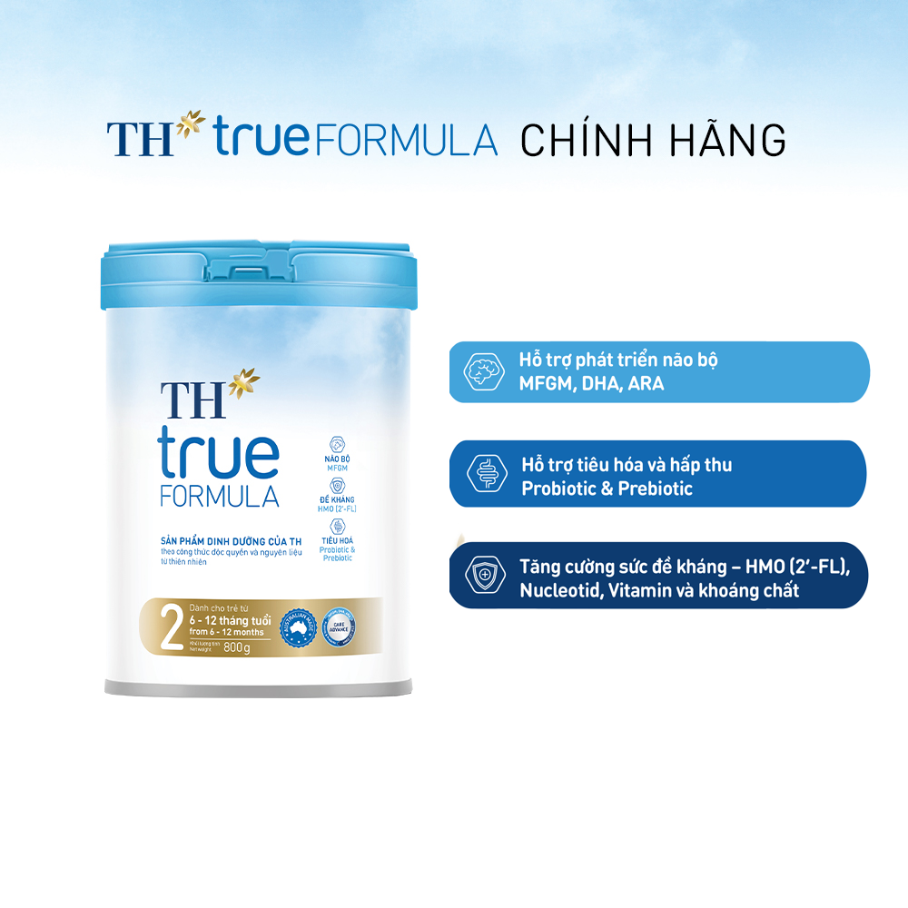 Hộp sản phẩm dinh dưỡng công thức cho trẻ từ 6 đến 12 tháng tuổi TH true FORMULA 2 800 g