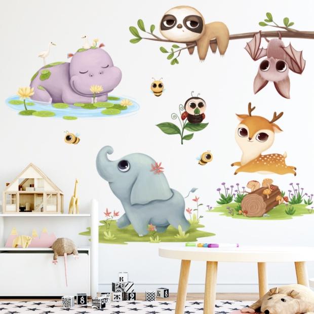 Decal trang trí tường - Những chú động vật đáng yêu