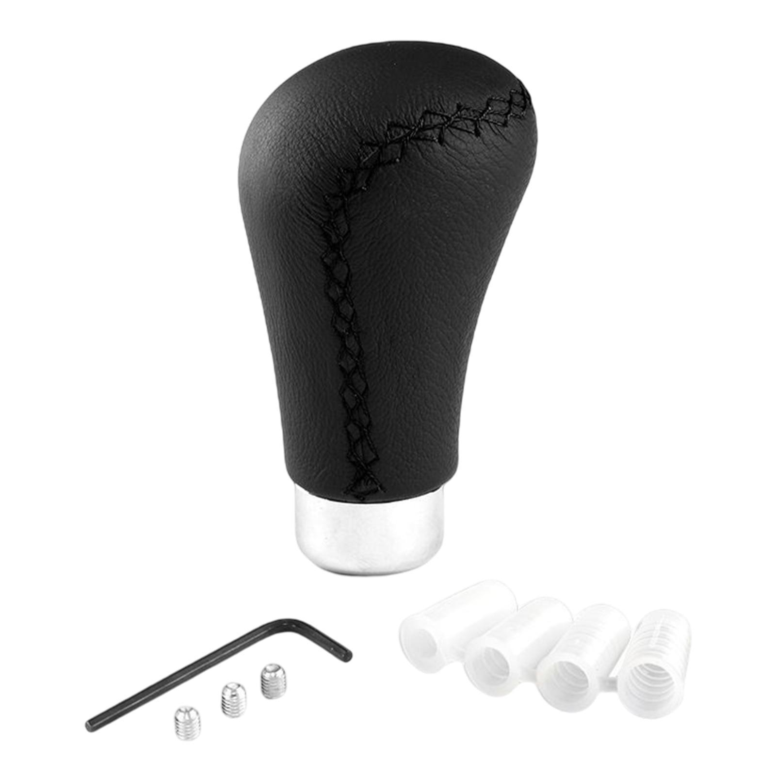 Gear Shift Knob Aluminum Alloy PU Leather Modification Red Stitch