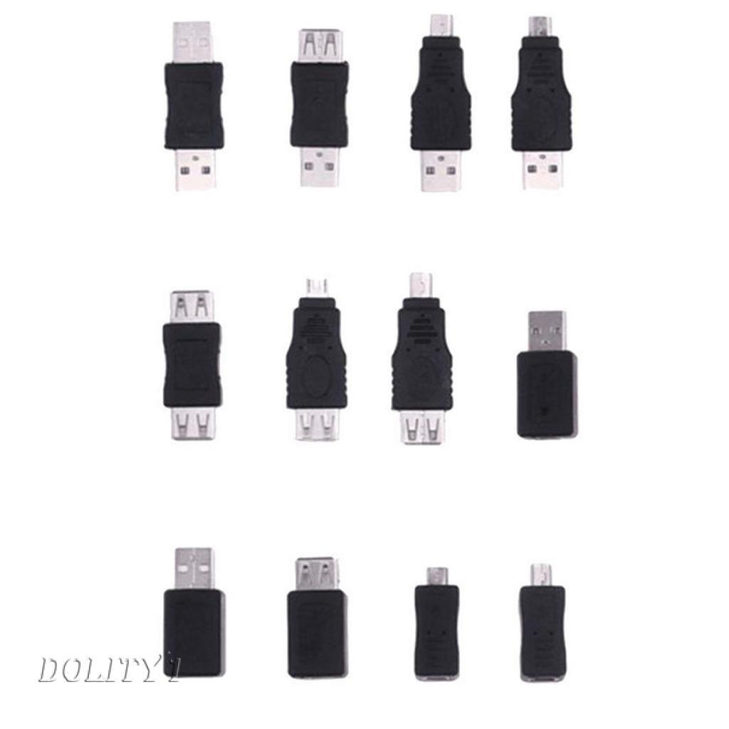 12 bộ chuyển đổi OTG USB 2.0 A nam sang nữ Micro USB Micro-B Mini-B chất lượng cao