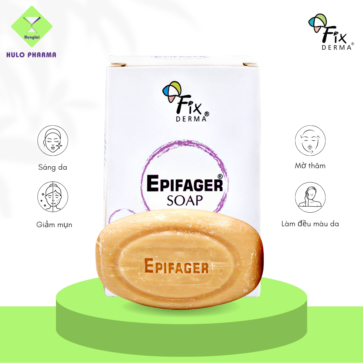 Xà Phòng Trắng Sáng Da, Mờ Thâm Nám, Tàn Nhang FIXDERMA Epifager Soap Giúp Da Sáng Mịn Đều Màu, Đẩy Lùi Thâm Sạm, Thâm Mụn Dùng Toàn Thân 30g - Hùng Lợi