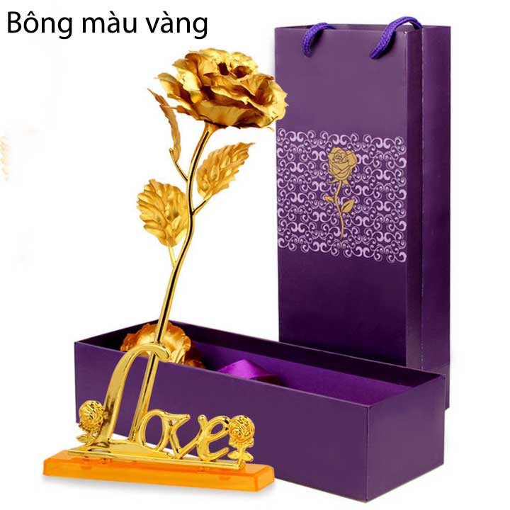 Hộp Quà Hoa Hồng 3D Vàng Và Chữ Love -Quà Tặng Bạn Gái 14/2 và 8/3 - Quà Quốc Tế Phụ Nữ 20/10 - Quà Tặng Cho Mẹ