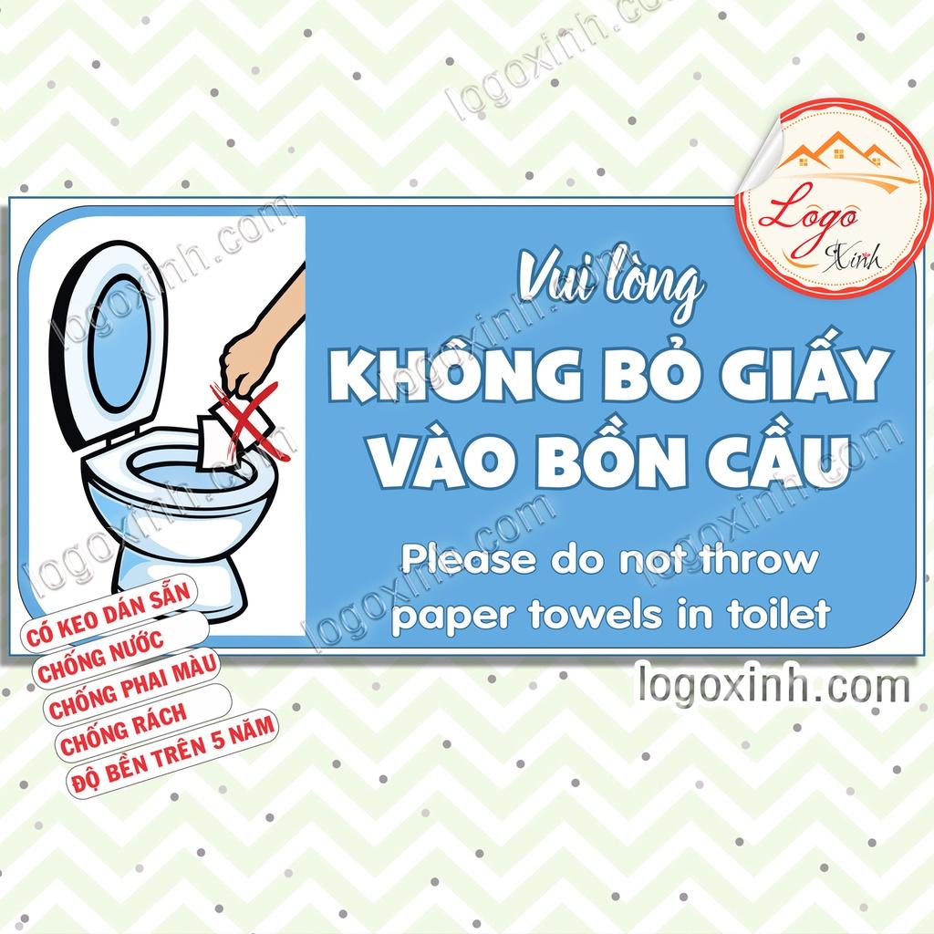 Logo Tem Sticker Nhắc Nhở Không Bỏ Giấy, Vứt Giấy Vào Bồn Cầu, Tránh Gây Tắc Nghẽn Bồn Cầu, Toilet,Decal Dán Có Keo Sẵn