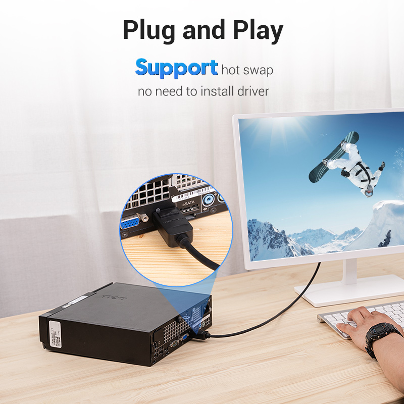 Cáp chuyển đổi Displayport to DVI 24+1 Vention dài 1,5M - Hàng chính hãng