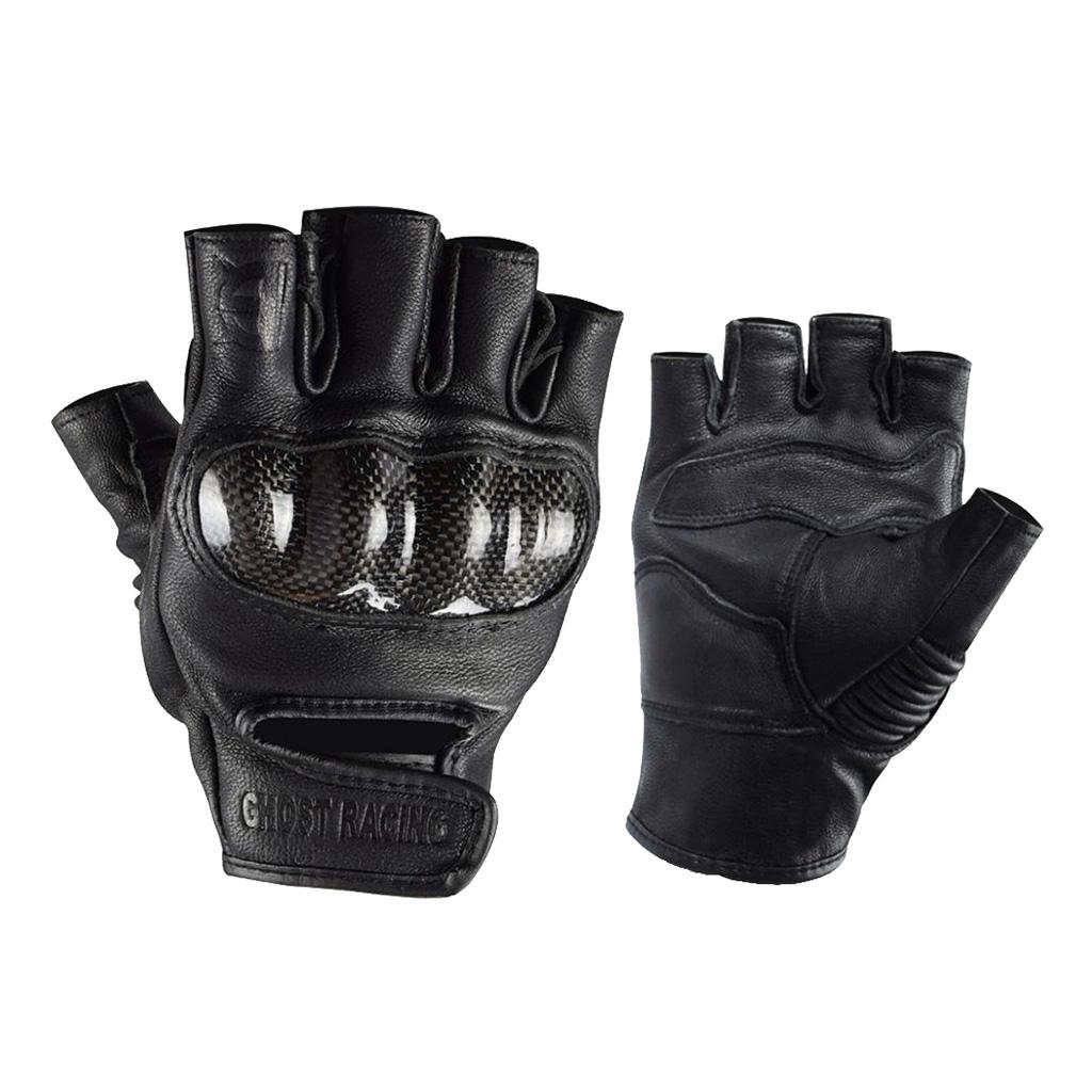 Carbon Fiber Motorcycle Half Finger Gloves Motorbike Ride Fingerless