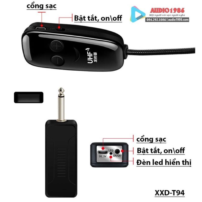 Micro không dây XXD-T94 2 mic nói song song kết nối amply loa kéo loa trợ giảng sân khấu