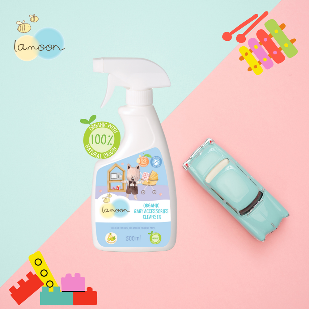 Nước rửa đồ chơi Organic an toàn cho bé Lamoon - Bình 500ml