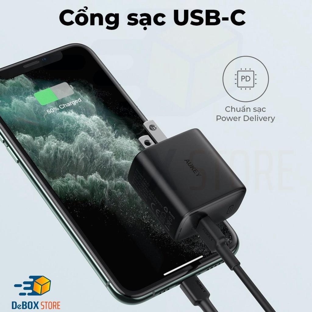 Cốc Sạc Nhanh Siêu Nhỏ Aukey PA-F1S Cổng Type C Power Delivery 20W - Hàng Chính Hãng