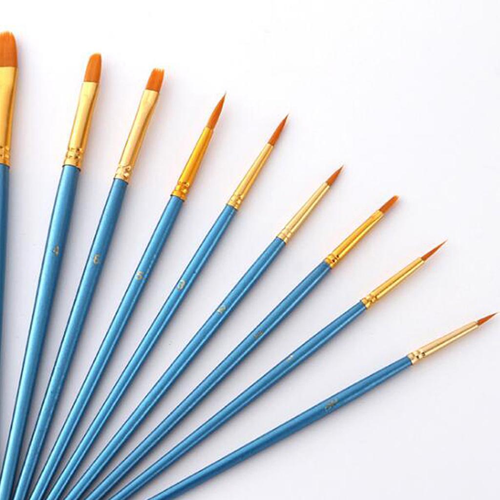 10Pcs Premium Artist Paint Brush Set Professional Brush Watercolor Acrylic Oil Painting DIY Art Tools with 6 Pcs Paint Tray Palette for Kids Adults