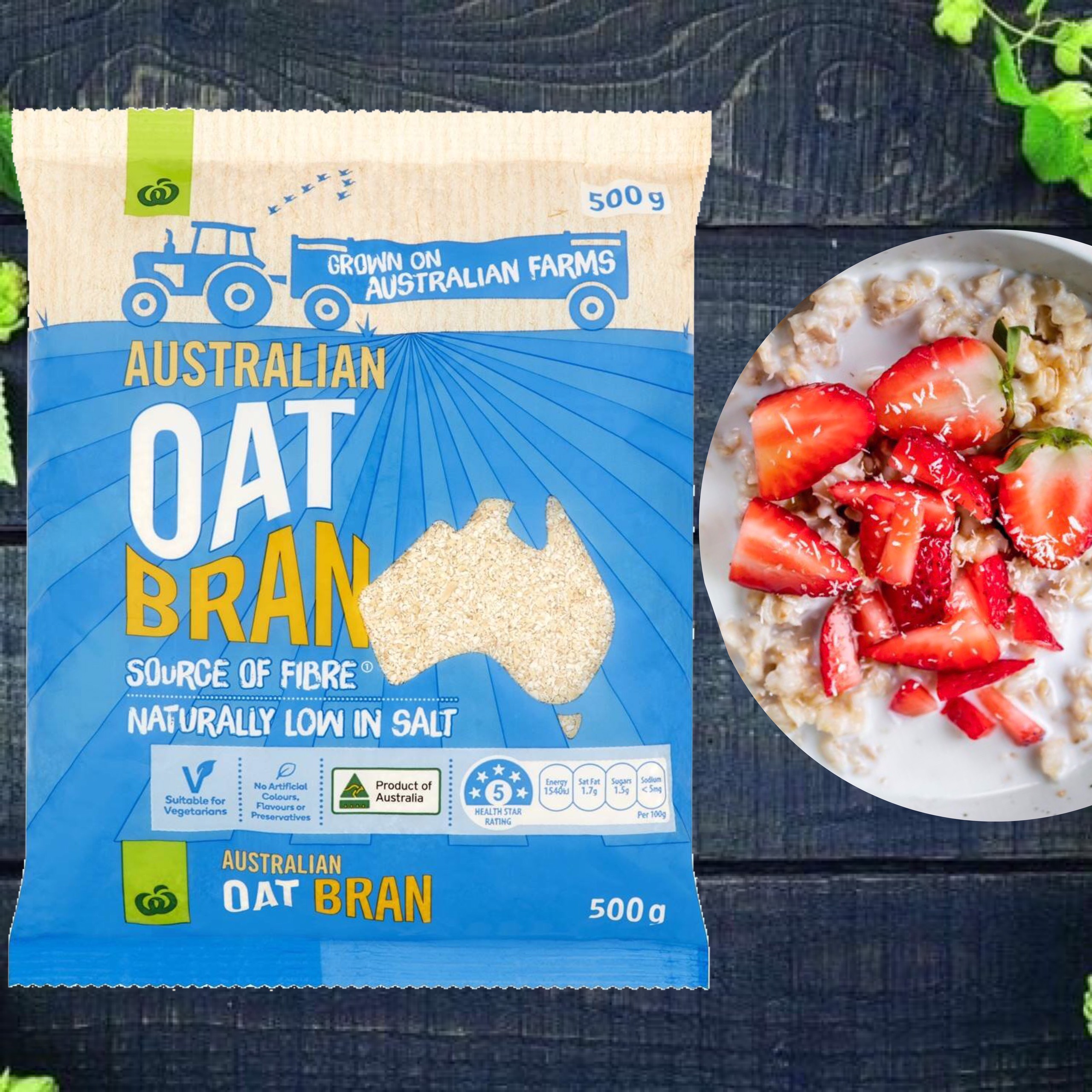 Yến Mạch Ăn Liền Woolworths Oat Bran - Phù Hợp Ăn kiêng, Giúp Giảm Cân, Giảm Cholesterol Trong Máu, Kiểm Soát Đường Máu, Tăng Cường Miễn Dịch - Bịch 500gr