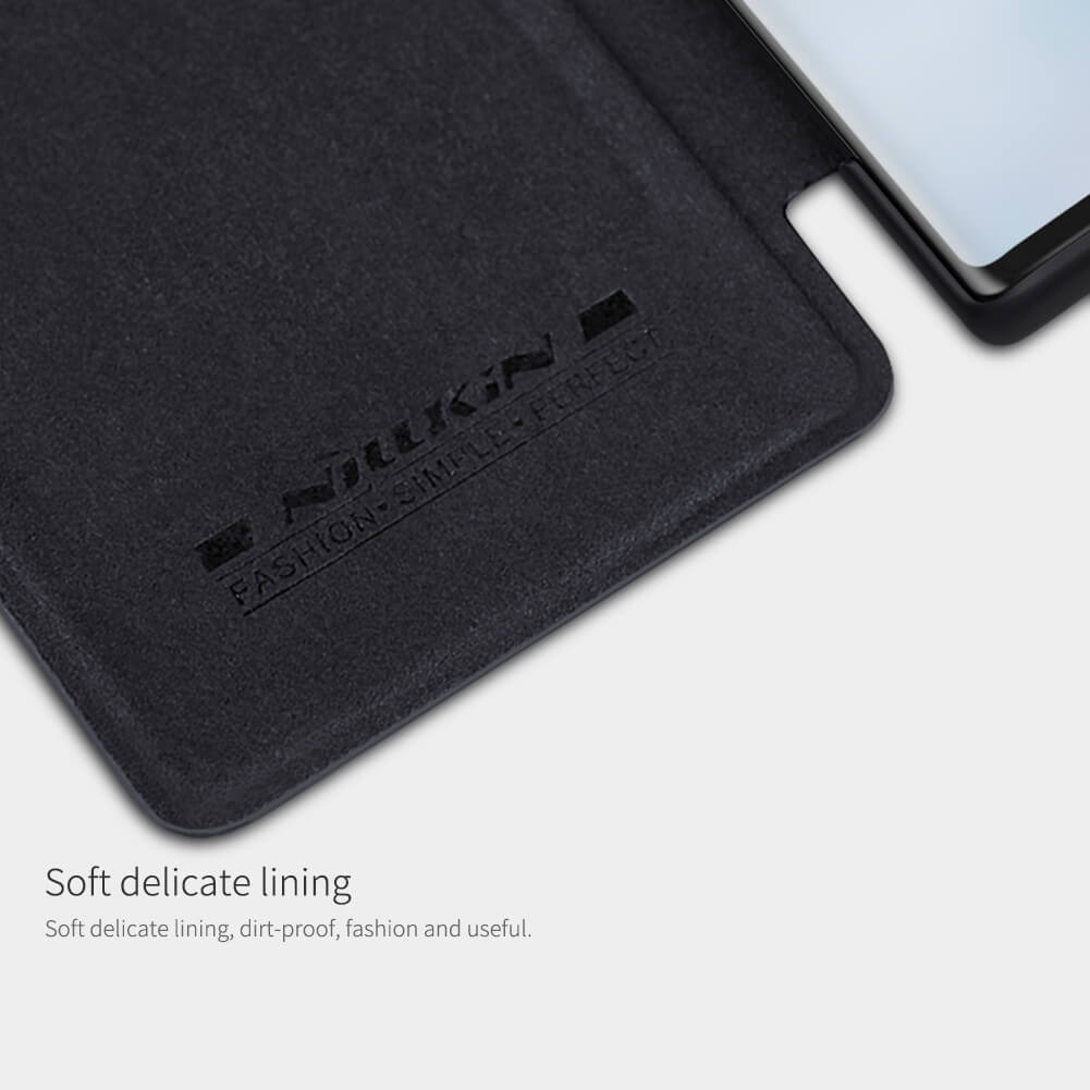 Bao da Leather cho Samsung Galaxy Note 10 Plus hiệu Nillkin có ngăn đựng thẻ, bề mặt da cao cấp mềm mịn - Hàng chính hãng