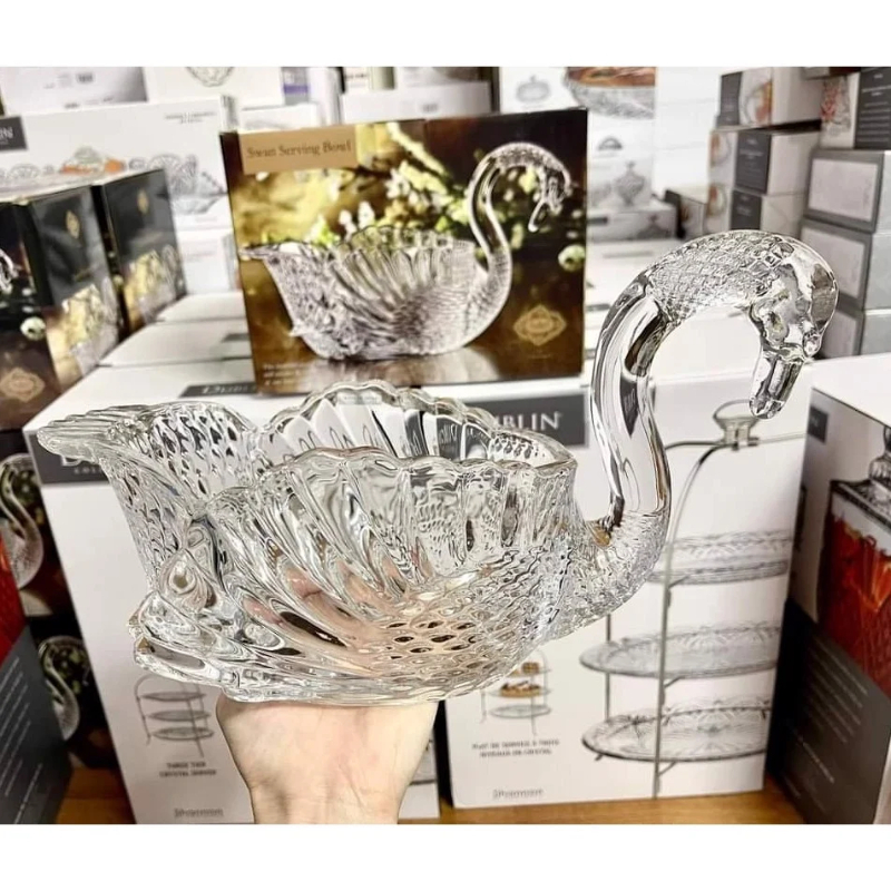Khay Pha Lê Cao Cấp GODINGER SWAN, Khay Trang Trí Bàn Tiệc, Nhập Đức