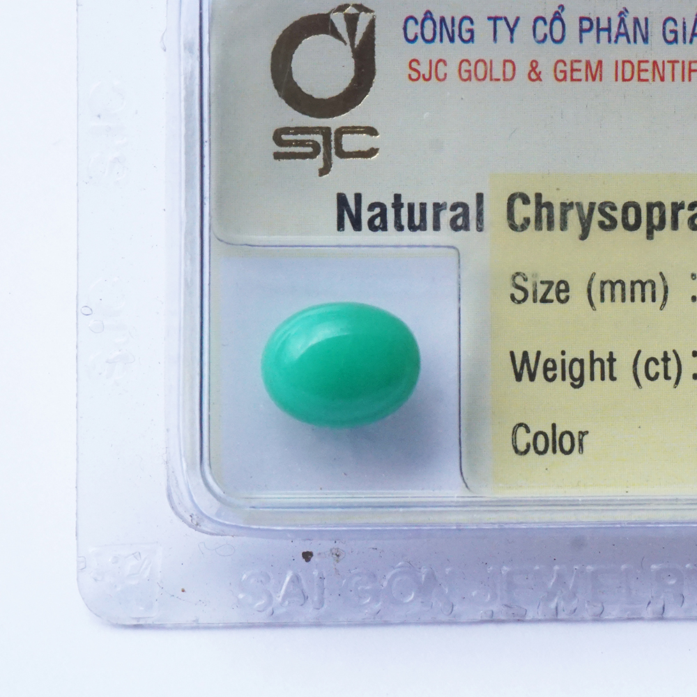 Mặt Đá Chrysoprase Ngọc Đế Quang Tự Nhiên Mài Trơn Oval