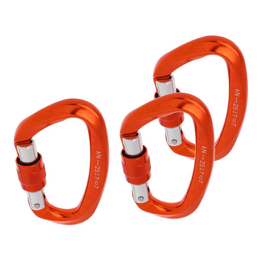 3 Pieces 25KN Screw Lock Carabiner Rock Tree Climbing  Hammock Hooks