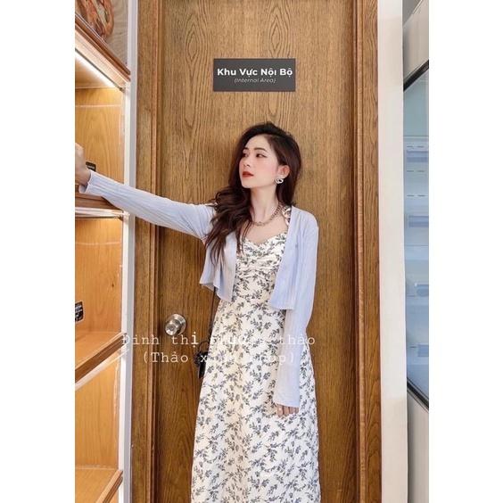 007 - SET ĐẦM MIDI HOA 2S KÈM KHOÁC XANH