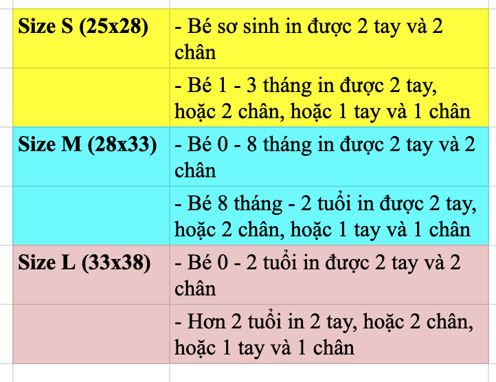 Khung trống in dấu tay chân kỉ niệm cho bé