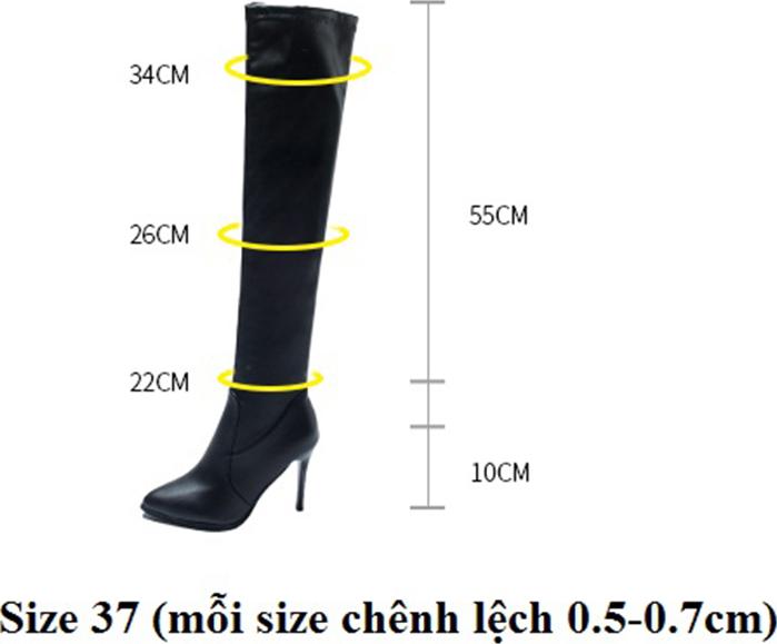 Giày boot cao gót da láng trên gối S041