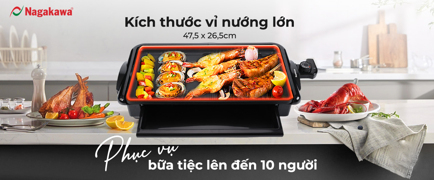 [HỘP QUÀ TẾT] Bếp nướng điện Nagakawa NAG3105 (2000W) - Bảo hành 1 năm - Hàng chính hãng