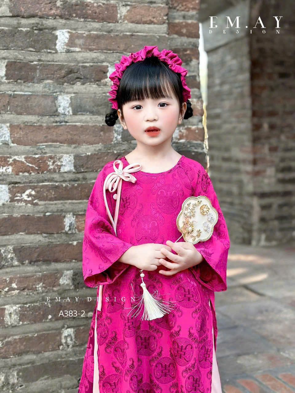 Bộ áo dài tết cho bé gái mẫu gấm xinh xắn diện tết năm mới giáng sinh noel từ 12-50kg hàng thiết kế cao cấp