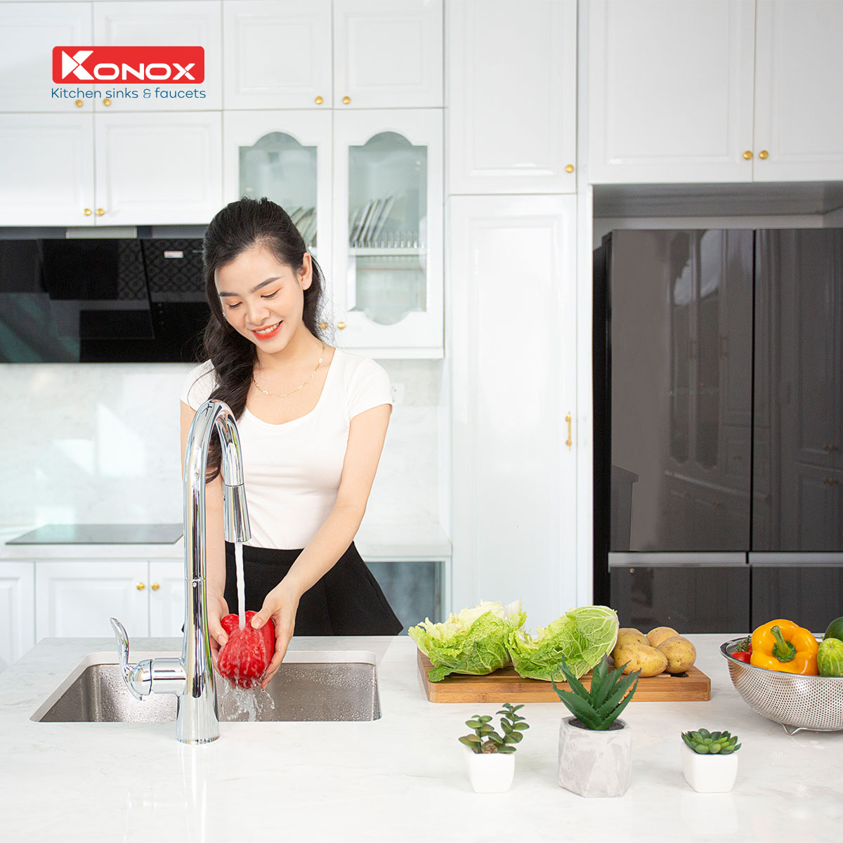 Chậu rửa bat Konox, Undermount Series, Model KN5444SU, Inox 304AISI tiêu chuẩn châu Âu, 540x440x225(mm), Hàng chính hãng