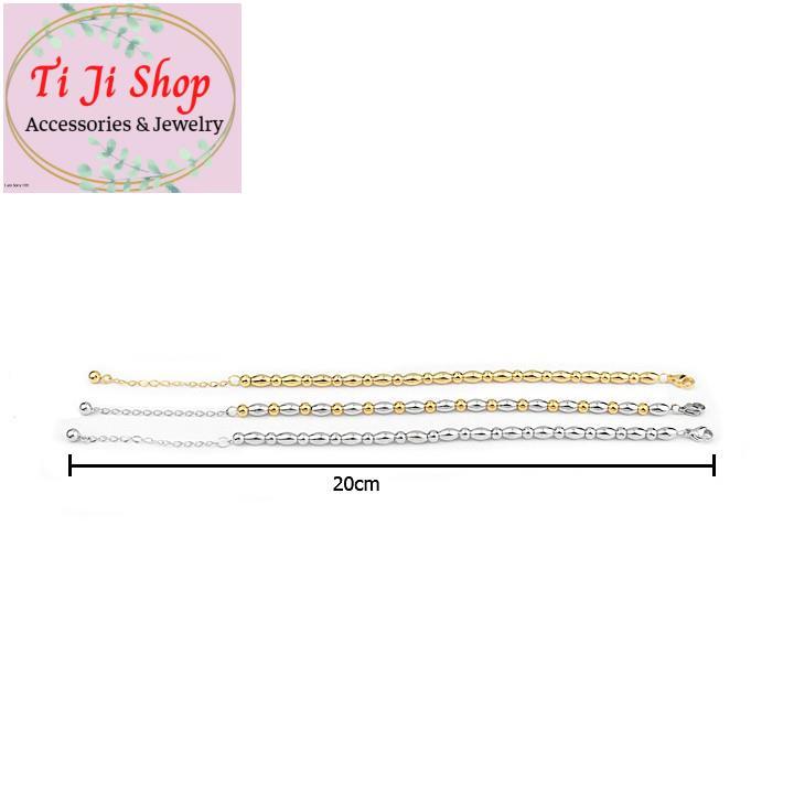 LẮC TAY NỮ INOX BI HẠT GẠO - trắng, đẹp, không đen,