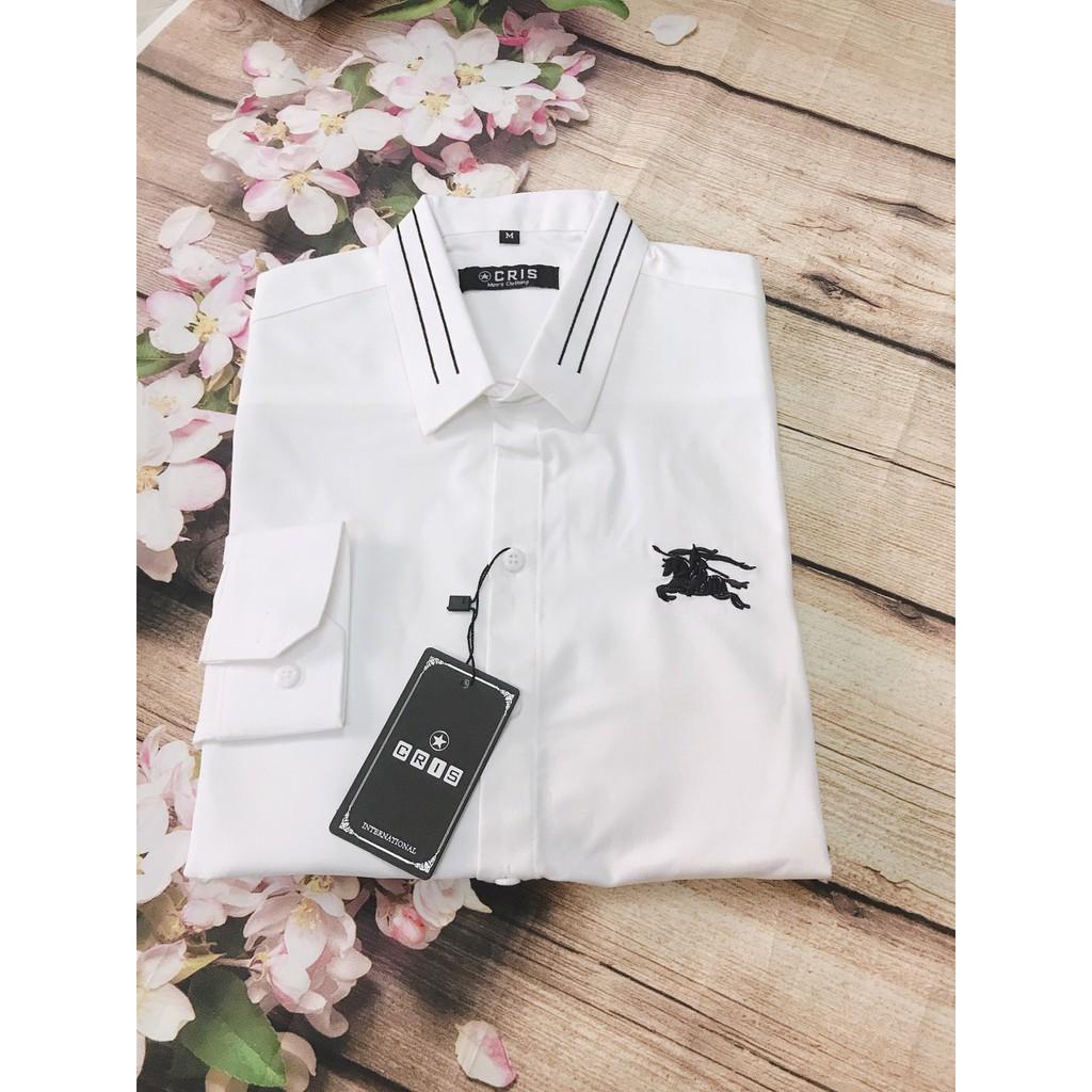 Áo Sơ Mi Nam Thêu Họa Tiết 2 Màu Trắng Đen - Aru Shop