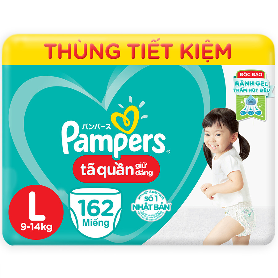 Tã quần Giữ dáng Pampers Megabox thùng tiết kiệm M180/ L162/XL44 - Tặng 1 túi Downy Dịu nhẹ 800ml