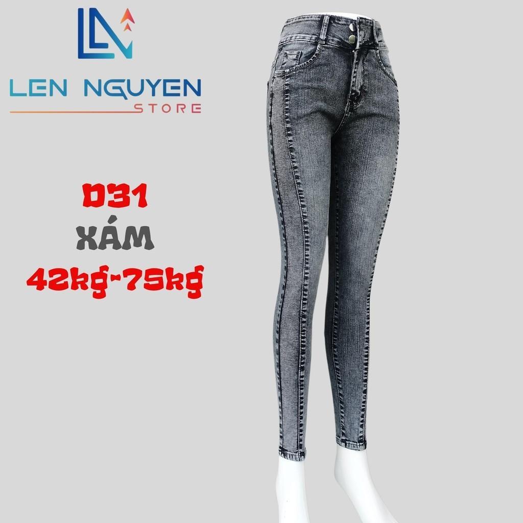 D31_Quần jean nữ, dài, lưng cao, quần bò nữ dáng ôm, quần rin nữ có big size, cho 42kg đến 75kg,LEN NGUYEN STORE - Xám