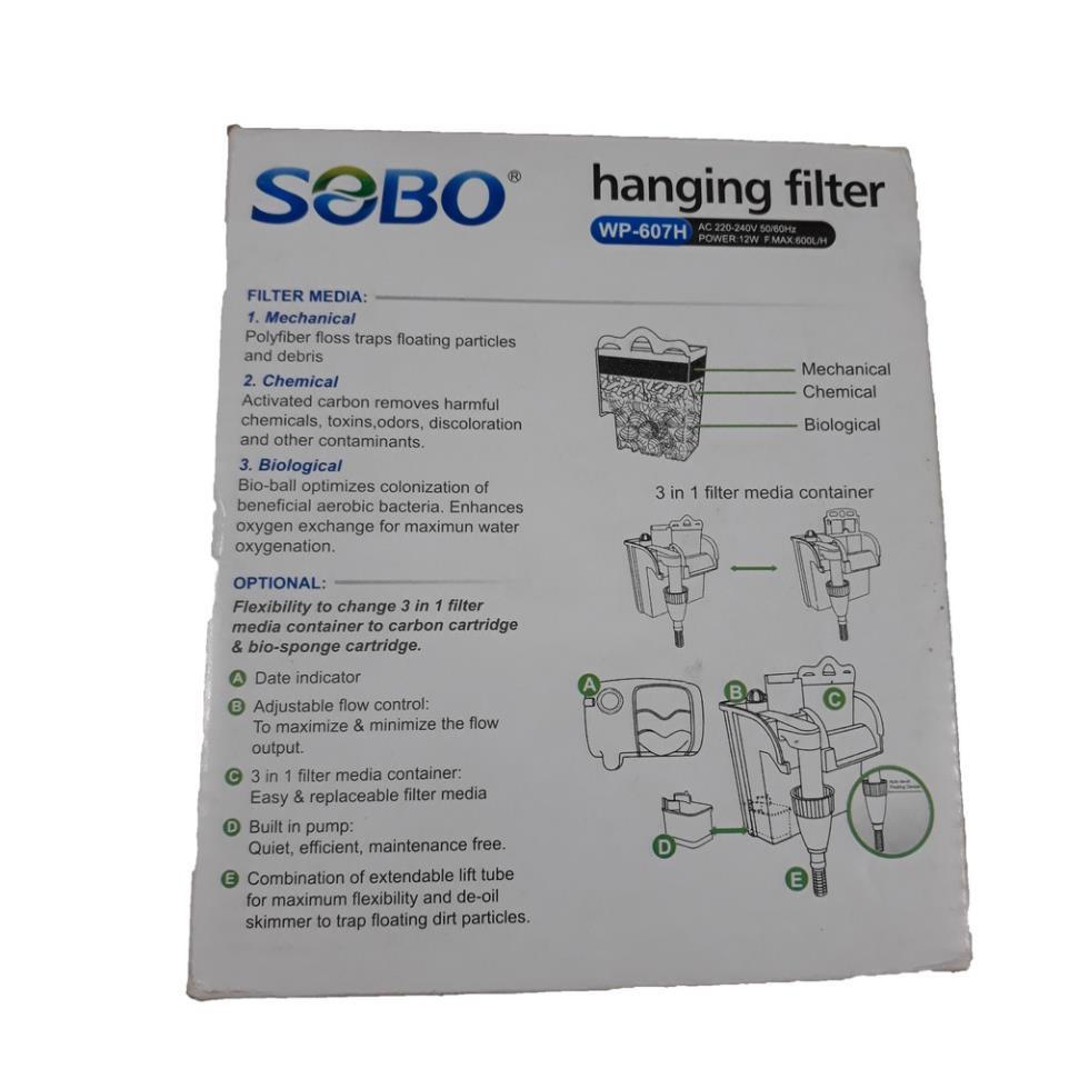 Máy Lọc Thác Hồ Cá Sobo WP-607H - Bộ Lọc Treo Dành Cho Bể Cá