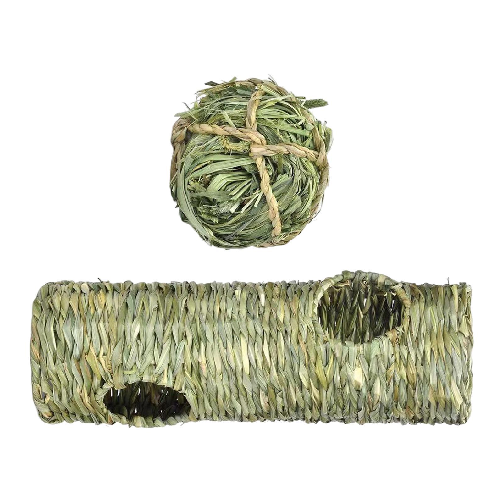 Hamster Grass Tunnel Toy Interactive Toy with Ball for Hamster Pocket Pets