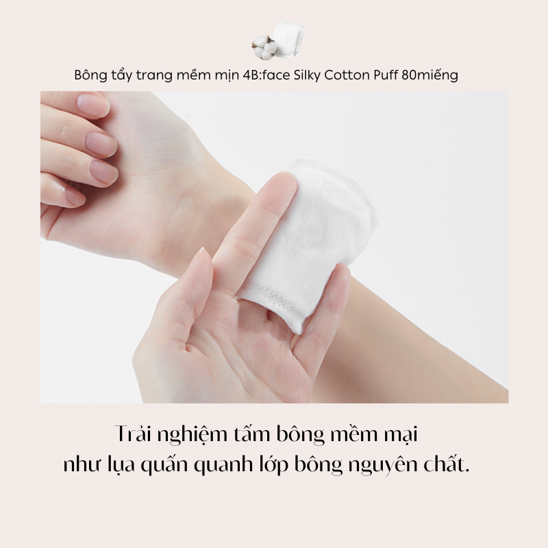 Bông tẩy trang mềm mịn 4B:Face Silky Cotton Puff 80 miếng 4bface