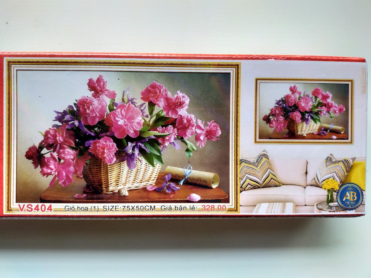 Tranh đính đá bình hoa khoe sắc VS404 - 75 x 50 cm - chưa đính