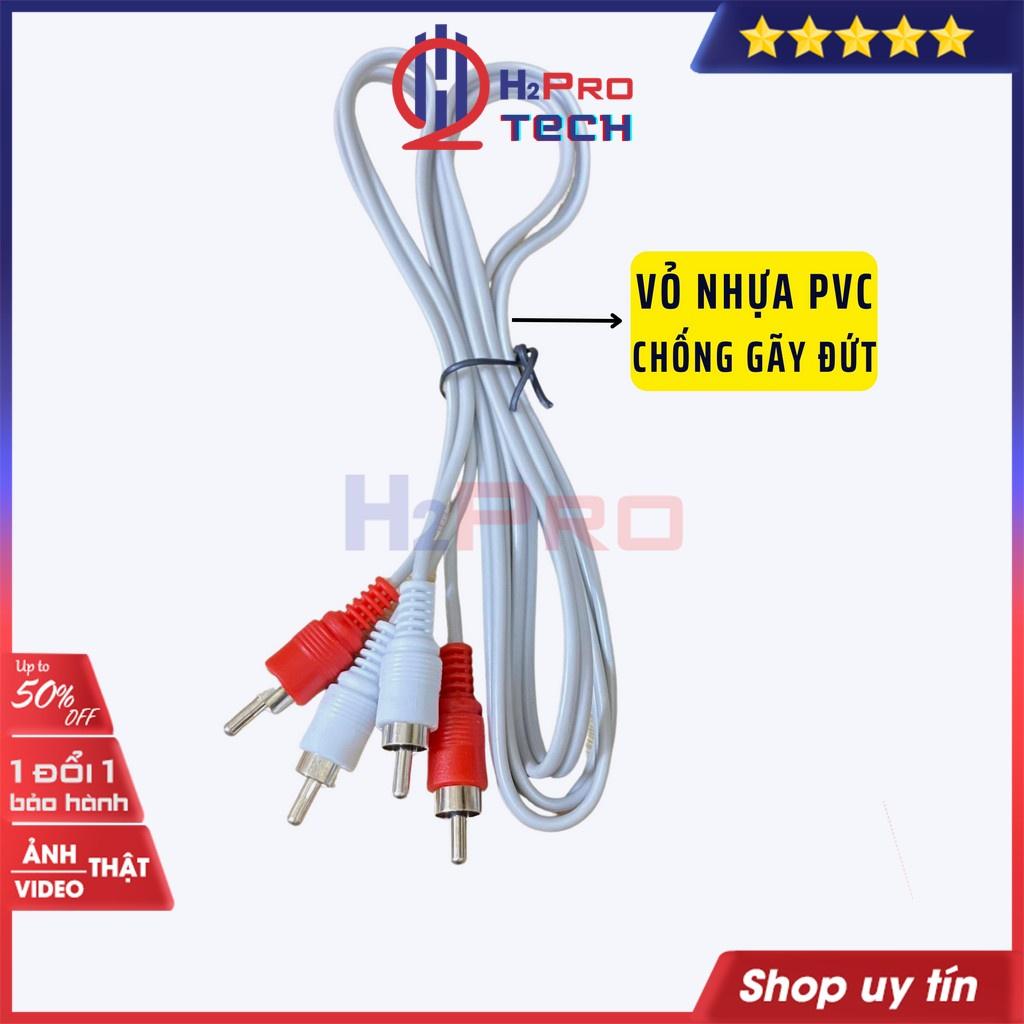 1 Dây Av 2 Ra 2 Cao Cấp Dài 140Cm, Vỏ Pvc Màu Ghi, Dây Cáp Audio 2 Ra 2 Jack Hợp Kim Chống Sôi Nhiễu-H2Pro Tech